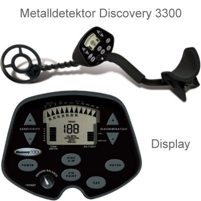 Discovery 3300 Basispaket (Metalldetektor & Black Huntmate Pinpointer & Schatzsucherhandbuch)