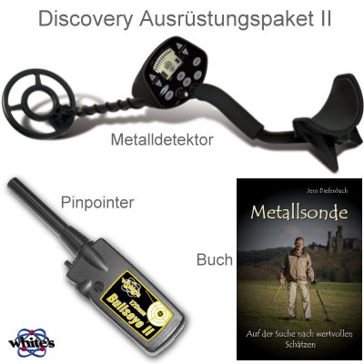 Discovery 3300 Ausrüstungspaket II (Metalldetektor & Pinpointer Whites & Schatzsucherhandbuch)